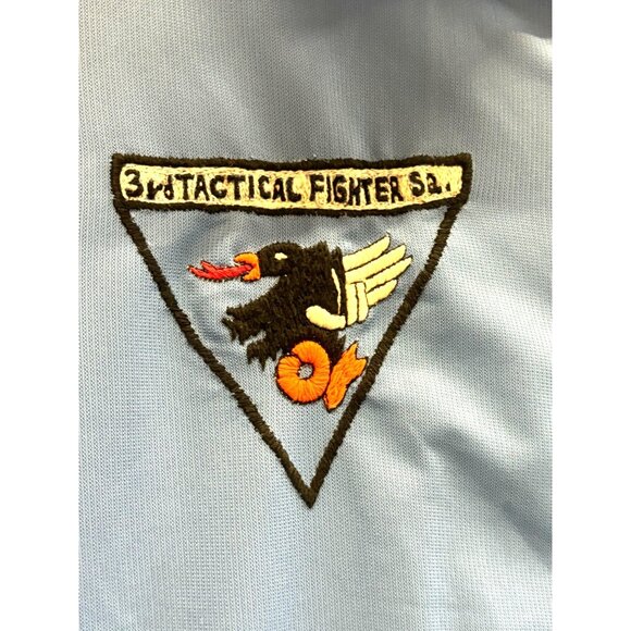 Vtg Blue Party Flight Suit "Perform Or Perish" Eagle Embroidery Mens Bowling - Picture 5 of 15